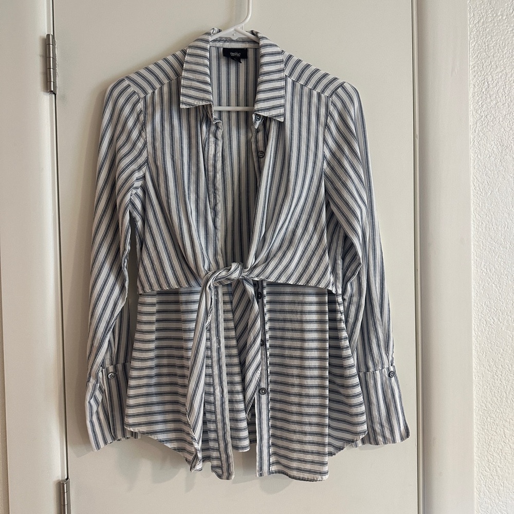 Striped Tie-Front Blouse
